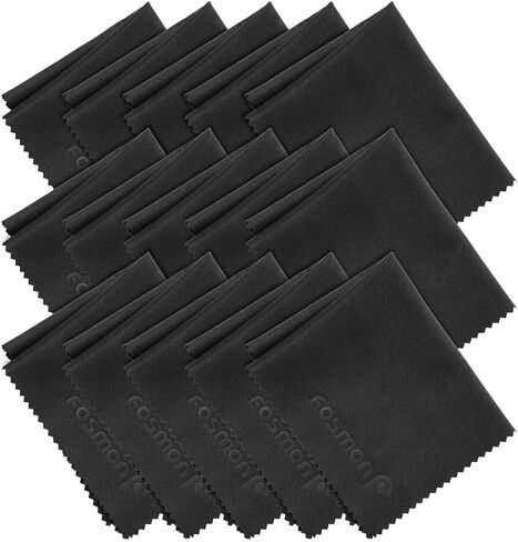 Fosmon Microfiber Cleaning Cloths, 15-Pack 6x7 inch for Eyeglasses | Lint-free, safe for eyeglasses/LCD screens/laptops/HDTV/smartphones/tablets, versatile, 15-pack. in Kuwait
