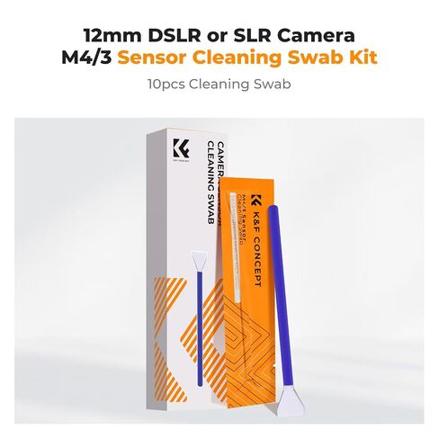 K&F CONCEPT M4/3 Sensor Cleaning Swab for Olympus Panasonic M4/3 Cameras | 12mm sendor SwabsX10,Vacuum Package,Flexible Grip Rod,20ml Gentle Cleaner,Superfine Microfiber Cloth Material,Wide Usage,MA03 in Kuwait