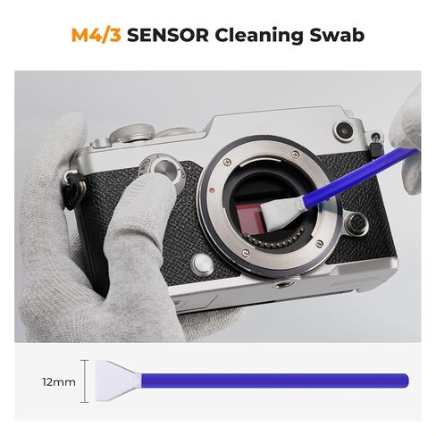K&F CONCEPT M4/3 Sensor Cleaning Swab for Olympus Panasonic M4/3 Cameras | 12mm sendor SwabsX10,Vacuum Package,Flexible Grip Rod,20ml Gentle Cleaner,Superfine Microfiber Cloth Material,Wide Usage,MA03 in Kuwait