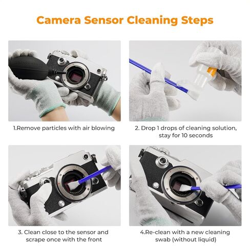 K&F CONCEPT M4/3 Sensor Cleaning Swab for Olympus Panasonic M4/3 Cameras | 12mm sendor SwabsX10,Vacuum Package,Flexible Grip Rod,20ml Gentle Cleaner,Superfine Microfiber Cloth Material,Wide Usage,MA03 in Kuwait