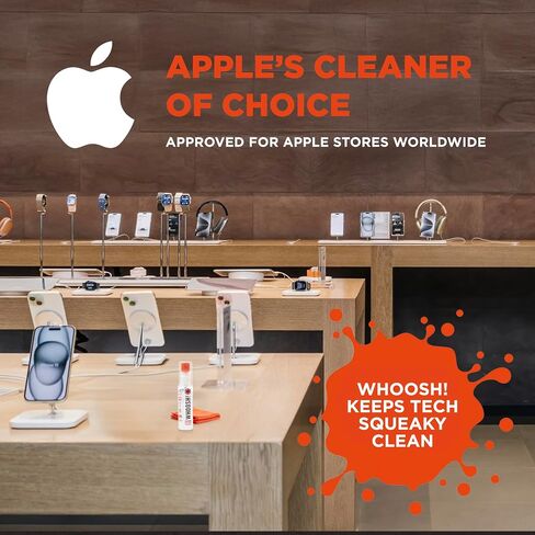Whoosh Screen Shine Go XL Cleaner Spray and Wipe Kit, 3.4 fl oz | Streak Free Finish, For Car, Computer, MacBook and Eyeglasses, Lens Cleaner Kit, Microfiber Cloth Included in Kuwait