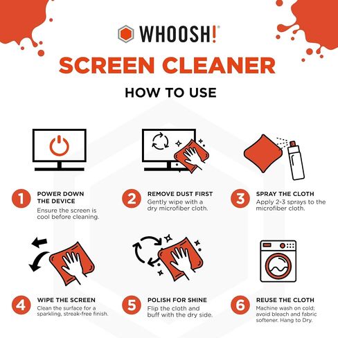 Whoosh Screen Shine Go XL Cleaner Spray and Wipe Kit, 3.4 fl oz | Streak Free Finish, For Car, Computer, MacBook and Eyeglasses, Lens Cleaner Kit, Microfiber Cloth Included in Kuwait