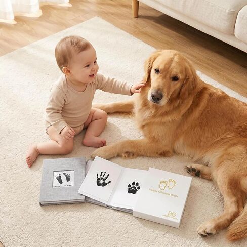 14 Packs Baby Monthly Milestone Cards with Photo Frame, Inkless Baby Handprint Footprint Kit, Newborn Milestone Cards with Handprint Kit, Baby Memory Kit, Baby Keepsake Kit, Hand Footprint Keepsake in Kuwait