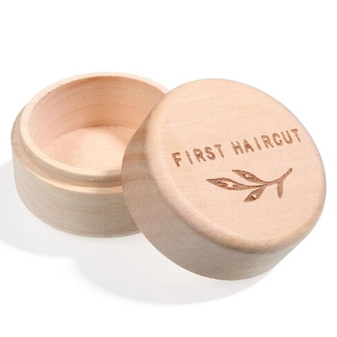 Memorial Box First Haircut Keepsake Holder Engraved Wooden Round Newborn Wood Case Baby Tooth Umbilical Cord Storage Container for Baby Shower Pregnancy Christen Gift Modern Case Baby-Keepsake in Kuwait