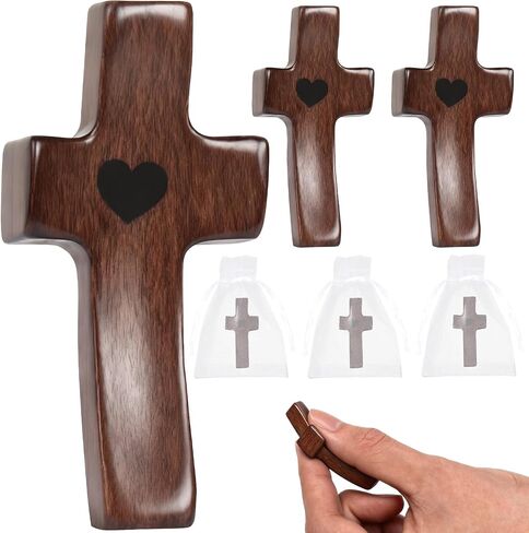 Cross My Heart Encouragement Gift Wood Comfort Pocket Prayer Cross for Clutching, Clinging and Praying Christian Religious Gift in Kuwait