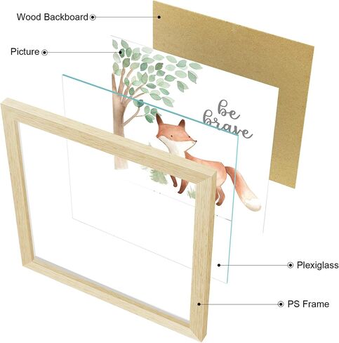 Framed Woodland Nursery Wall Art Decor, 8x8 inch Animal Prints | 4 Pack Gallery Wall Frame Set Features Forest Safari Pictures Artwork for Baby Kids Bedroom Toddler Playroom Home Decorations in Kuwait