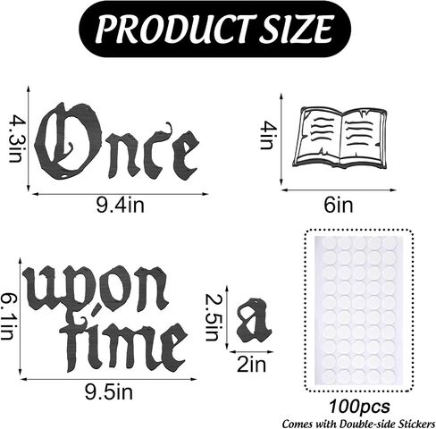 JarThenaAMCS Once Upon A Time Wooden Sign Detachable Black Storybook Nursery Wall Decor for Reading Corner Kids Room Bookshelf Home Decor Birthday DIY Crafts Baby Gift in Kuwait