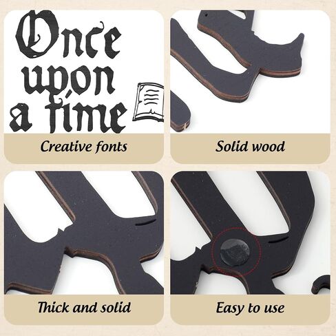 JarThenaAMCS Once Upon A Time Wooden Sign Detachable Black Storybook Nursery Wall Decor for Reading Corner Kids Room Bookshelf Home Decor Birthday DIY Crafts Baby Gift in Kuwait