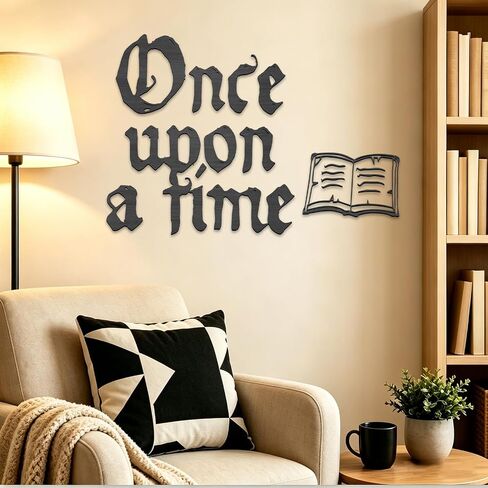 JarThenaAMCS Once Upon A Time Wooden Sign Detachable Black Storybook Nursery Wall Decor for Reading Corner Kids Room Bookshelf Home Decor Birthday DIY Crafts Baby Gift in Kuwait