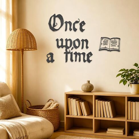 JarThenaAMCS Once Upon A Time Wooden Sign Detachable Black Storybook Nursery Wall Decor for Reading Corner Kids Room Bookshelf Home Decor Birthday DIY Crafts Baby Gift in Kuwait
