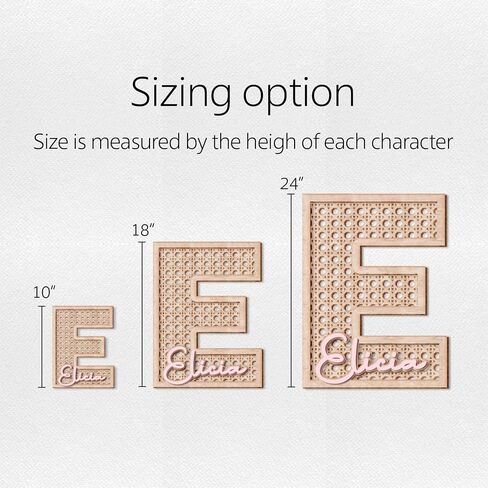 Personalized Boho Wooden Personalized Initial & Name Sign, 3D Layered Letter Rattan Wall Decor for Nursery or Child's Bedroom - Baby Shower, Newborn, Girl or Boy's Birthday Gift in Kuwait