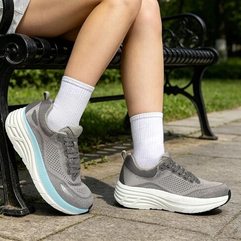 Women's Wide Toe Box Walking Shoes Cushion Comfortable Tennis Shoes Non-Slip Running Workout Gym Sports Athletic Breathable Fashion Sneakers Grey 9.5 in Kuwait