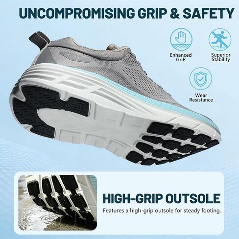 Women's Wide Toe Box Walking Shoes Cushion Comfortable Tennis Shoes Non-Slip Running Workout Gym Sports Athletic Breathable Fashion Sneakers Grey 9.5 in Kuwait