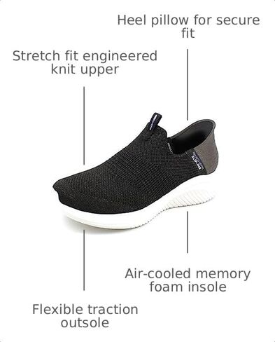 Skechers womens Hands Free Slip Ins Ultra Flex 3.0 Smooth Step Sneaker, Black, 7 in Kuwait