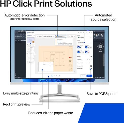 HP DesignJet T210 Large Format 24-inch Plotter Printer, for Easy CAD & Poster Prints (8AG32D) in Kuwait