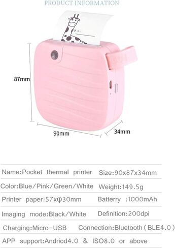 Sticky Note Printer, Inkless Thermal, Connection Sticker Receipt Compatible(C) in Kuwait