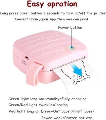 Sticky Note Printer, Inkless Thermal, Connection Sticker Receipt Compatible(C) in Kuwait