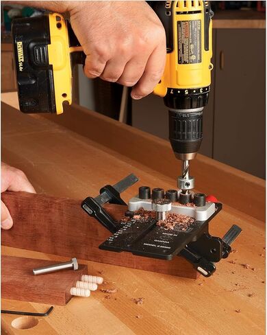JessEm 08350 3/8" Dowelling Jig Precision Woodworking Joinery Tool with Main Body, Angle Guides and Hardened Drill Bushings in Kuwait