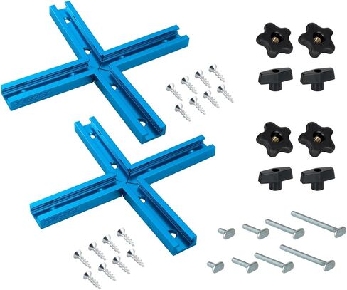 POWERTEC 71131 Aluminum Double T-Track Fence Cap Kit, Right to Left Adhesive Tape Measure and Plastic Insert, Anodized Blue in Kuwait