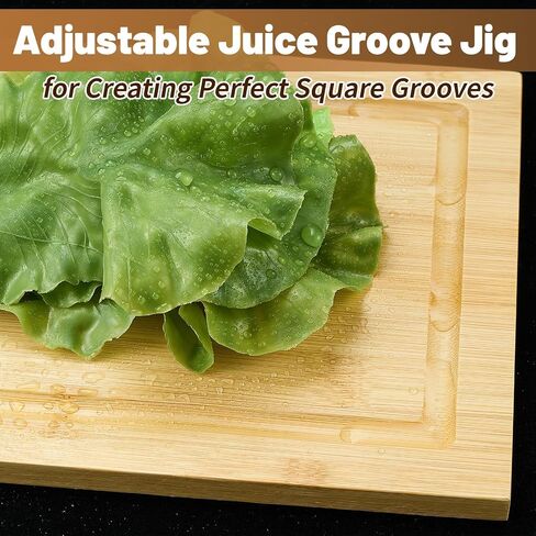 CroBlissful Juice Groove Router Jig, 8 Spacers 4 Pcs 1/4" Shank Round Nose Cove Box Router Bit 2 Pcs 6" Clamp Adjustable Wooden Juice Groove Jig for Cutting Board Up to 22 x 29, Making Square Recesses in Kuwait