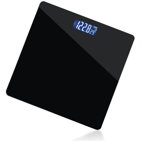 Moss & Stone Black Digital Bathroom Scale for Body Weight, Smart Step-On Technology, Backlit LCD Display, High Accuracy Weight Scale 400lb/180kg, Glass Slim Design, Auto On/Off, Home Use in Kuwait