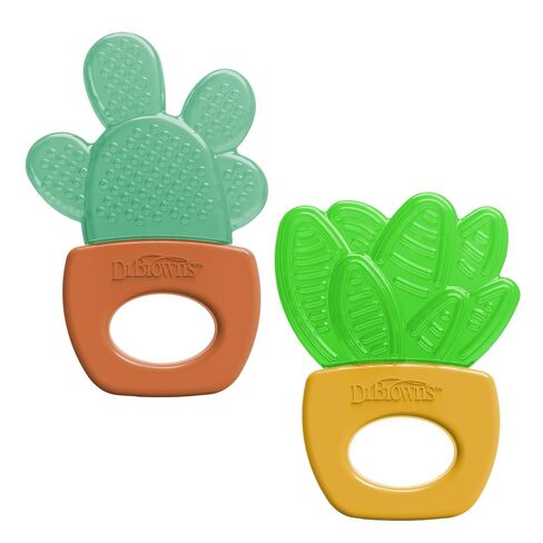 Dr. Brown's AquaCool Water-Filled Teether, Cooling Baby Teether Toy for Sore Gums, Green Cactus, BPA-Free, 3m+, 2-Pack in Kuwait