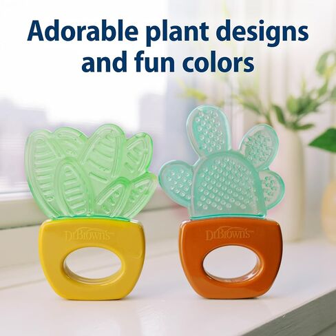 Dr. Brown's AquaCool Water-Filled Teether, Cooling Baby Teether Toy for Sore Gums, Green Cactus, BPA-Free, 3m+, 2-Pack in Kuwait