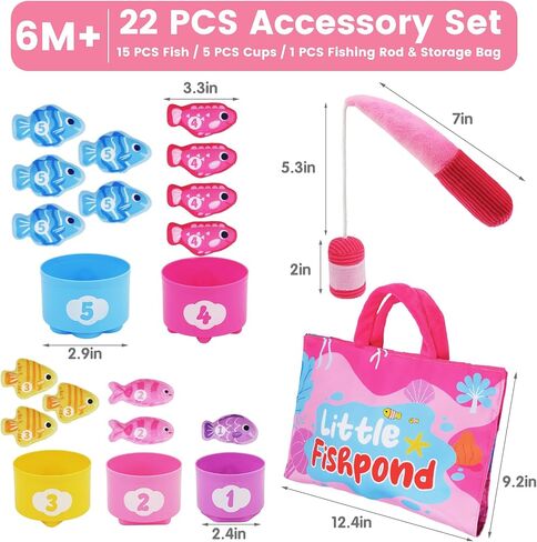 Montessori Toys for 1 Year Old Girl Gifts: Fishing Game with Stacking Cups | Learning Educational Baby Toys for 1+ Year Old - Sensory Sorting Toddlers Toy for 1-3 Boy Girl First Birthday Gift Christmas in Kuwait