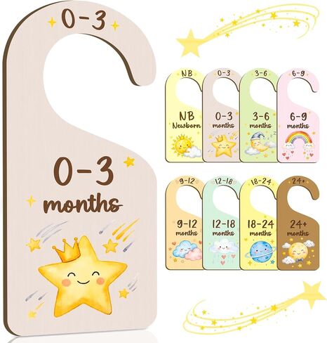 Baby Closet Dividers, 8 PCS Wooden Double-Sided Baby Clothes Organizer Hanger for Newborn to 24 Months for Nursery Decor in Kuwait