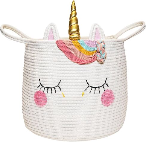 Large Dog Woven Basket with Handles - Toy Storage Bin, Baby Gift & Animal Nursery & Cute Laundry Basket, for Clothes, Towels, Toys (Dog) in Kuwait