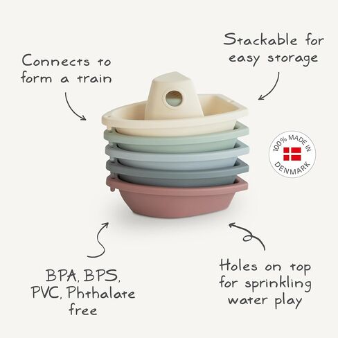 mushie Stackable Bath Boats Floating Toy (Original) | Made in Denmark in Kuwait