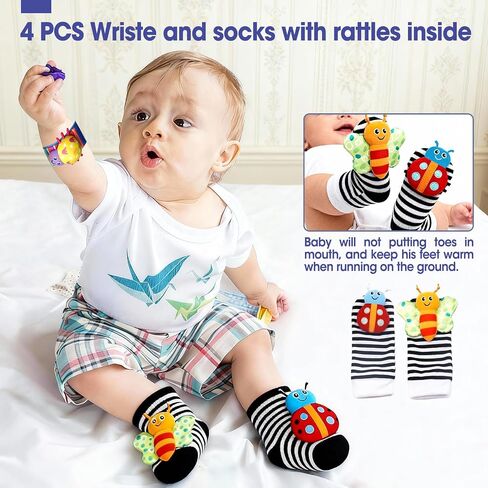 16 Pack Baby Rattles Teething Toys 3-6 Months, Baby Toys 0-6 Months, Newborn Infant Toys 6-12 Months, Essentials Must Haves Wrist Socks Toddler Stocking Stuffers Christmas Gifts in Kuwait