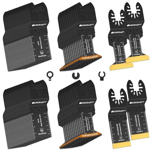 EXKRAEFT 50PCS Curved-Edge Oscillating Tool Blade | Titanium Multitool Blades for Metal, Wood, Plastic, Professional Universal Oscillating Saw Blades Fit Dewalt Ryobi Fein in Kuwait