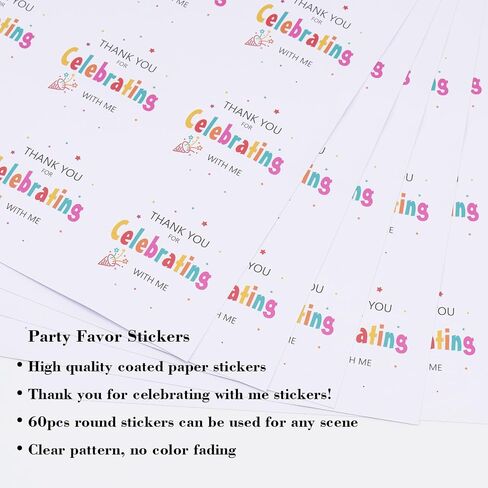 joycraft Thank You for Celebrating with Me Stickers, 60Pcs Gift Stickers | 2In White Celebrating Labels, Round Universal Self-Adhesive Stickers for Baby Shower Wedding Envelope Seals Party Favor in Kuwait