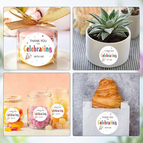 joycraft Thank You for Celebrating with Me Stickers, 60Pcs Gift Stickers | 2In White Celebrating Labels, Round Universal Self-Adhesive Stickers for Baby Shower Wedding Envelope Seals Party Favor in Kuwait