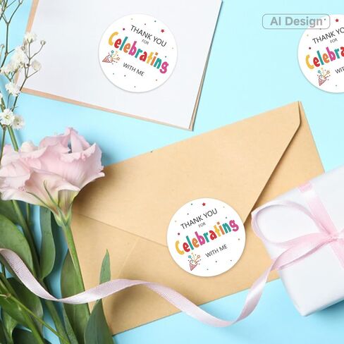 joycraft Thank You for Celebrating with Me Stickers, 60Pcs Gift Stickers | 2In White Celebrating Labels, Round Universal Self-Adhesive Stickers for Baby Shower Wedding Envelope Seals Party Favor in Kuwait