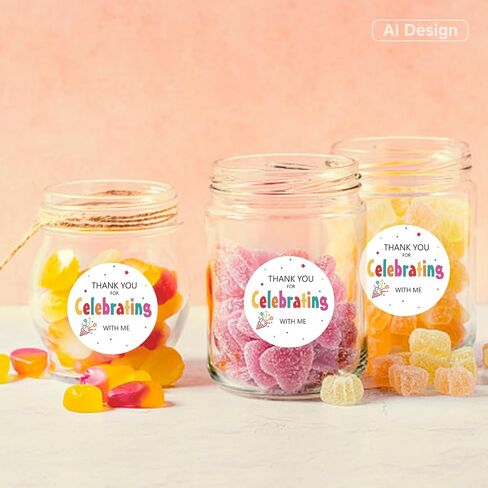 joycraft Thank You for Celebrating with Me Stickers, 60Pcs Gift Stickers | 2In White Celebrating Labels, Round Universal Self-Adhesive Stickers for Baby Shower Wedding Envelope Seals Party Favor in Kuwait