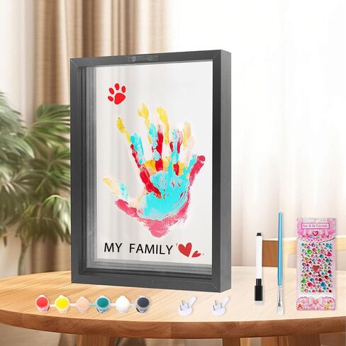 XQC Family Handprint Kit, DIY Craft Keepsake Frame, White | 4 Clear Boards, Perfect for 2-5 person families, Unique Gift for New Families, Pets in Kuwait