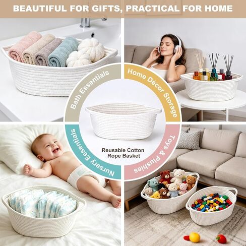 MUSDOOU 5 Pack Gift Baskets Empty with Clear Gift Bags, Pull Bows, Clips and Greeting Cards, Small White Woven Baskets for Birthday, Baby Shower, Graduation, Easter and Gift Giving in Kuwait