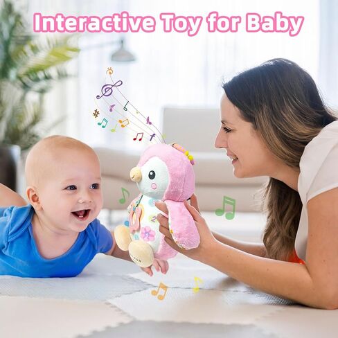 Baby Toys 0-6 Months,Musical Plush Stuffed Animal with Rattles & Crinkle Paper,Hanging Ring for Sensory Play,Tummy Time Toys for 0-12 Months Girls, Baby Girl Gift (Pink) in Kuwait