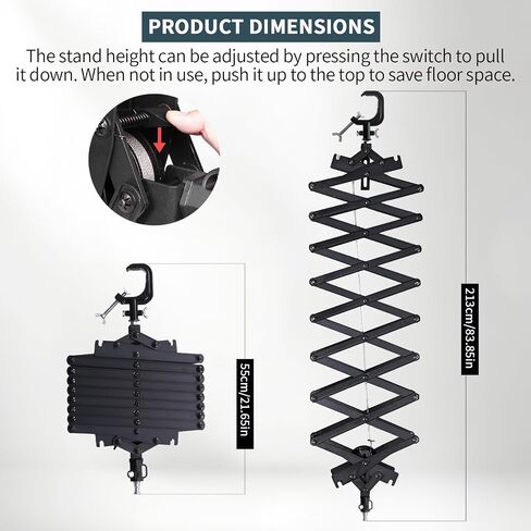 2m Studio Pantograph Ceiling Rail Constant Force Telescopic Arm | No-Drill with Hook for Softbox, COB Monolight, Reflective Umbrella in Kuwait