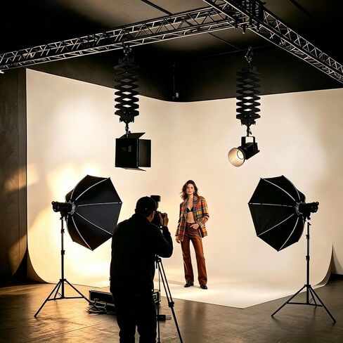 2m Studio Pantograph Ceiling Rail Constant Force Telescopic Arm | No-Drill with Hook for Softbox, COB Monolight, Reflective Umbrella in Kuwait