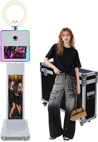 DSLR Photo Booth Machine with 15.6" Mirror Touch Screen APP Control Mirror Photo Booth Selfie Station Shell Stand DIY LCD Photobooth Machine with RGB Light (Machine+Camera+Mini Printer) in Kuwait