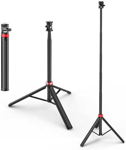 NWV 6-Section Extendable Tripod Stand with 1/4" Screw, Aluminum Alloy Camera Tripod with 180° Rotation, Foldable Phone Tripod for Live Stream, Vlogging, Photography, Max Height 210cm in Kuwait