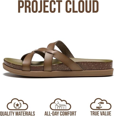 Project Cloud Non-Slip Summer Slides for Women (LASSO,OLIV,7.5M) | Summer Sandals for Women with Plush and Soft Insole Womens Sandals Comfortable Non Slip and Lightweight Women Footwear in Kuwait