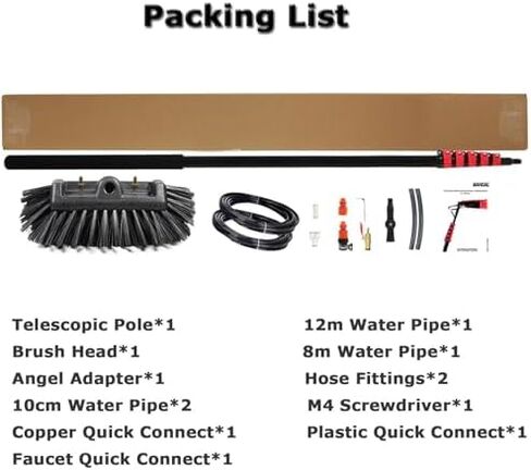 Window Cleaning Brush Kit, Hydro Extendable Brush with Squeegee, Water/Hose Delivery Pole, Cleaning Photovoltaic and Solar Panels,39.4Ft/12M,19.7FT/6M in Kuwait
