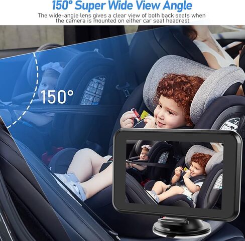Itomoro Baby Car Camera USB Plug, 4.3" HD Car Baby Monitor with Camera Night Vision, Safety Seat Baby Car Mirror for Rear Facing 5 Mins Easy Installation in Kuwait