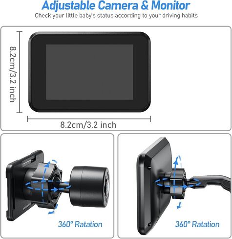 Itomoro Baby Car Camera USB Plug, 4.3" HD Car Baby Monitor with Camera Night Vision, Safety Seat Baby Car Mirror for Rear Facing 5 Mins Easy Installation in Kuwait