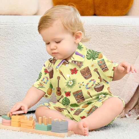 Baby Boys Romper Summer Polo Neck Short Sleeve Jumpsuits One Piece Cotton Clothes Outfits for Newborn Infant 0-24 Month in Kuwait