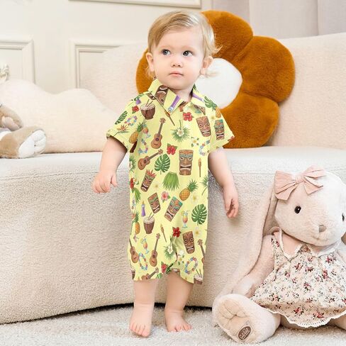 Baby Boys Romper Summer Polo Neck Short Sleeve Jumpsuits One Piece Cotton Clothes Outfits for Newborn Infant 0-24 Month in Kuwait
